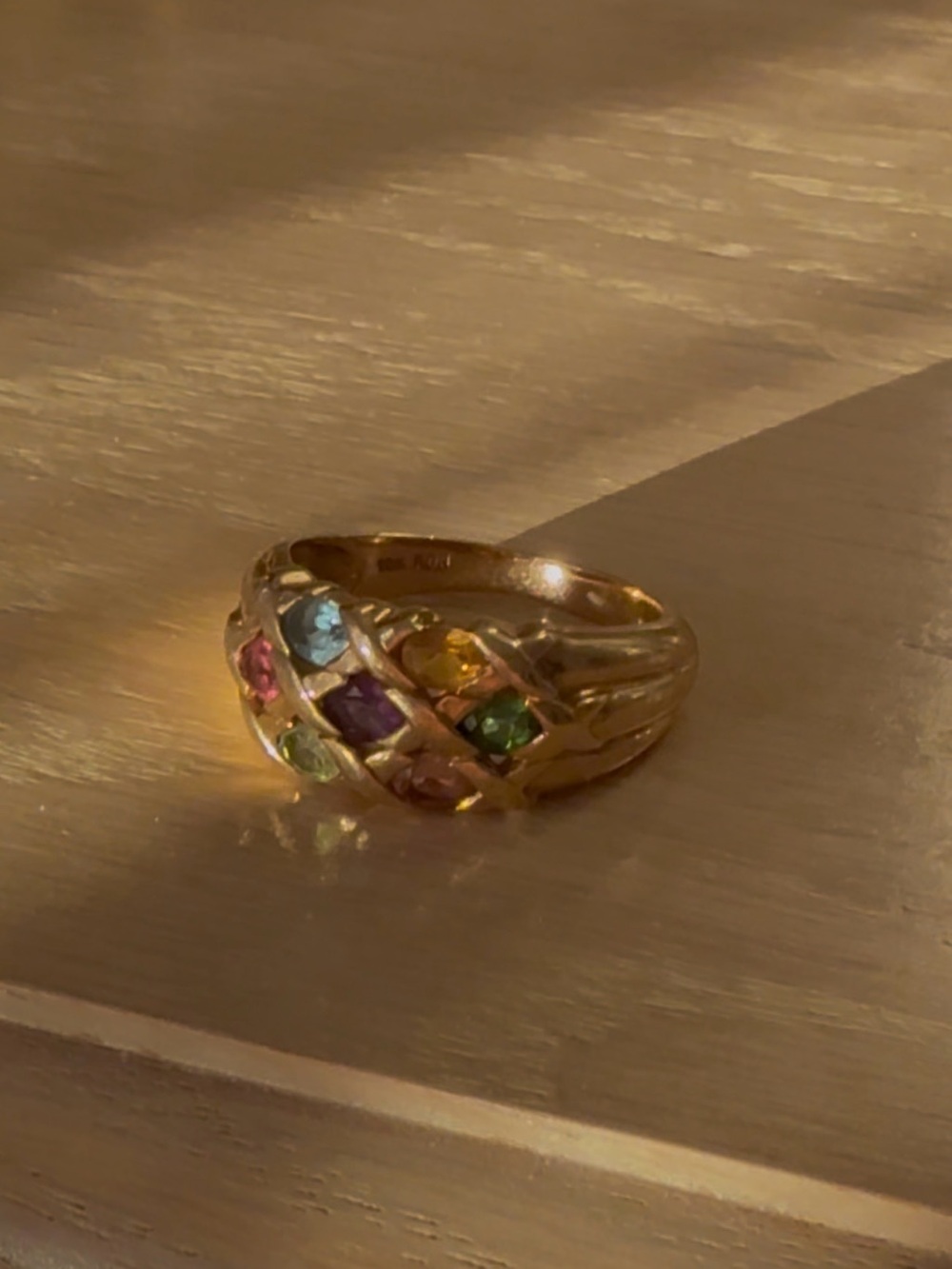 10k Solid Gold Multi Gemstone Ring